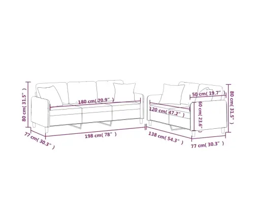 2-Osaline Diivanikomplekt Patjadega, Must, Kangas