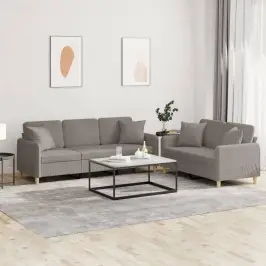 Divdaļīgs Dīvānu Komplekts Ar Spilveniem, Pelēkbrūns Audums Vidaxl Divdaļīgs Dīvānu Komplekts Ar Spilveniem, Pelēkbrūns Audums Vidaxl