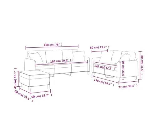 Trīsdaļīgs Dīvānu Komplekts Ar Spilveniem, Gaiši Pelēks Audums Vidaxl