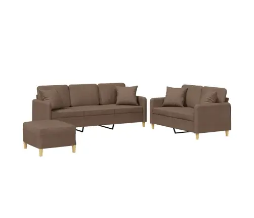 Trīsvietīgs Dīvānu Komplekts Ar Spilveniem, Brūns Audums Vidaxl