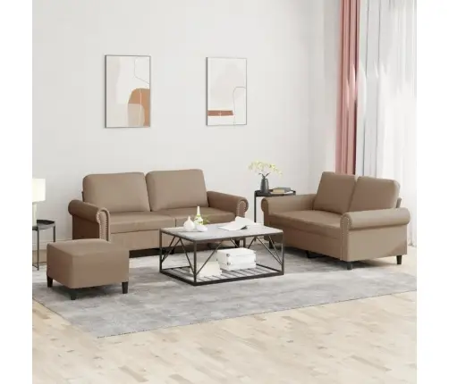 3-Osaline Diivanikomplekt Patjadega, Cappuccino, Kunstnahk