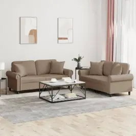 Divdaļīgs Dīvānu Komplekts, Kapučīno Krāsas Mākslīgā Āda Vidaxl