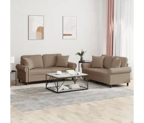 Divdaļīgs Dīvānu Komplekts, Kapučīno Krāsas Mākslīgā Āda Vidaxl