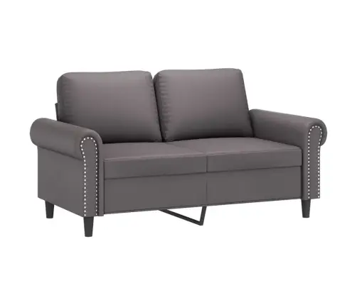 Trīsdaļīgs Dīvānu Komplekts Ar Spilveniem, Pelēka Mākslīgā Āda Vidaxl