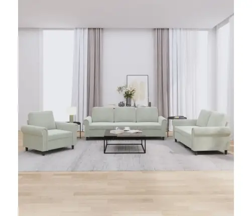 Trīsdaļīgs Dīvānu Komplekts Ar Spilveniem, Gaiši Pelēks Samts Vidaxl