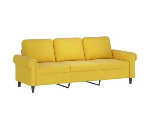 Sofos Komplektas Su Pagalvėlėmis, 3 Dalių, Geltonas, Aksomas