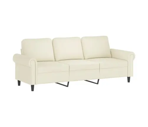 Sofos Komplektas Su Pagalvėlėmis, 3 Dalių, Kreminis, Aksomas