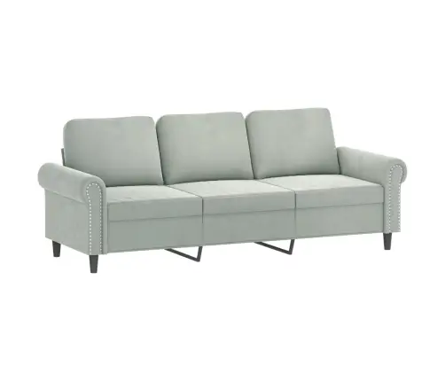 Četrdaļīgs Dīvānu Komplekts Ar Spilveniem, Gaiši Pelēks Samts Vidaxl