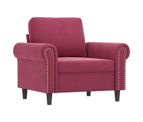 4-Osaline Diivanikomplekt Patjadega, Veinipunane, Samet