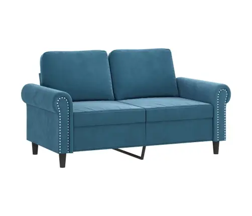 4-Osaline Diivanikomplekt Patjadega, Sinine, Samet