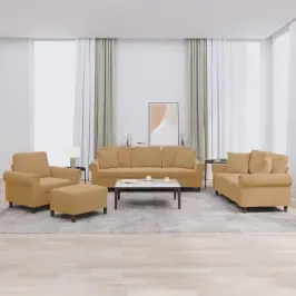 Četrdaļīgs Dīvānu Komplekts Ar Spilveniem, Brūns Samts Vidaxl Četrdaļīgs Dīvānu Komplekts Ar Spilveniem, Brūns Samts Vidaxl