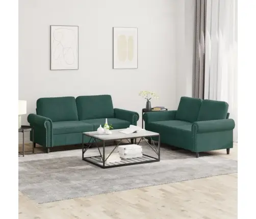 Divdaļīgs Dīvānu Komplekts Ar Spilveniem, Tumši Zaļš Samts Vidaxl
