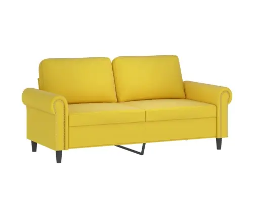 Sofos Komplektas Su Pagalvėlėmis, 2 Dalių, Geltonas, Aksomas