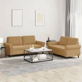 Divdaļīgs Dīvānu Komplekts Ar Spilveniem, Brūns Samts Vidaxl Divdaļīgs Dīvānu Komplekts Ar Spilveniem, Brūns Samts Vidaxl