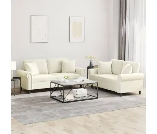 Divdaļīgs Dīvānu Komplekts Ar Spilveniem, Krēmkrāsas Samts Vidaxl