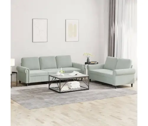 2-Osaline Diivanikomplekt Patjadega, Helehall, Samet