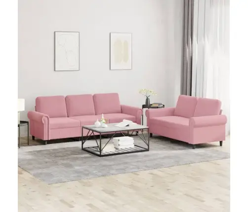 Divdaļīgs Dīvānu Komplekts Ar Spilveniem, Rozā Samts Vidaxl