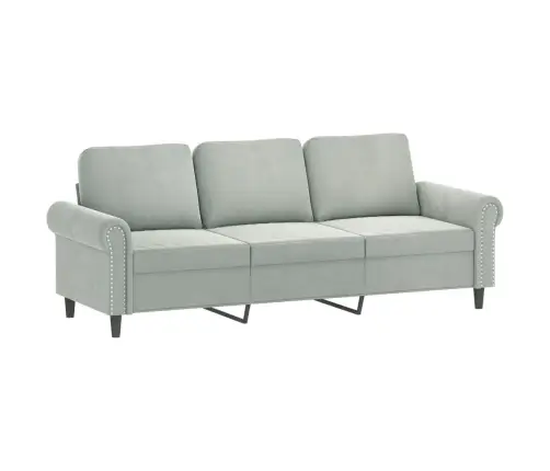 Sofos Komplektas Su Pagalvėmis, 3 Dalių, Pilkas, Aksomas