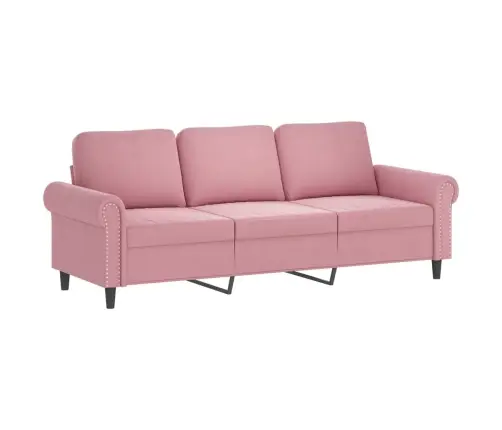 3-Osaline Diivanikomplekt Patjadega, Roosa, Samet