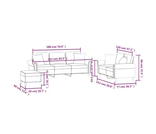 Trīsdaļīgs Dīvānu Komplekts Ar Spilveniem, Vīnsarkans Samts Vidaxl