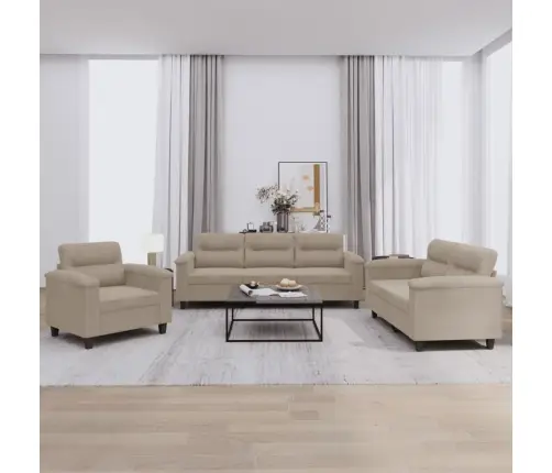 Trīsdaļīgs Dīvānu Komplekts Ar Matračiem, Pelēkbrūns Audums Vidaxl