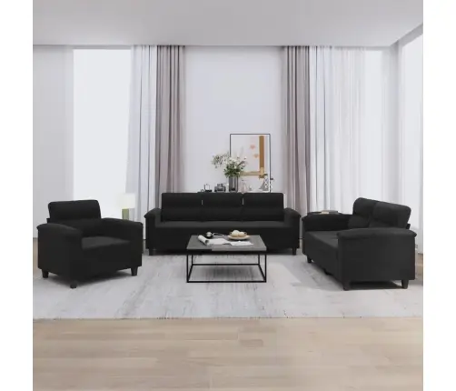 Trīsdaļīgs Dīvānu Komplekts Ar Matračiem, Melns Audums Vidaxl