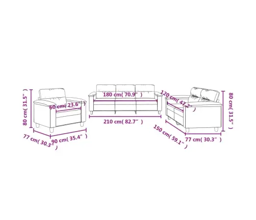 3-Osaline Diivanikomplekt Patjadega, Beež, Mikrofiiberkangas