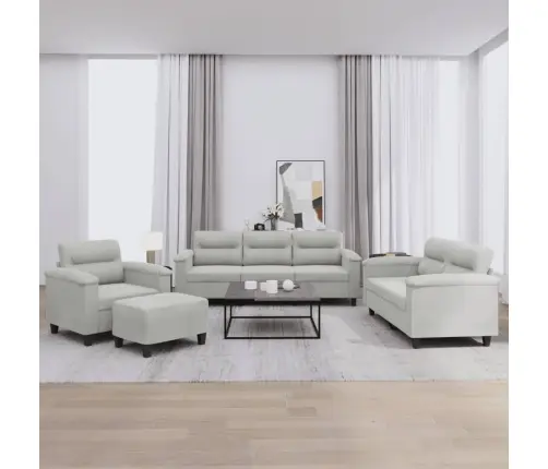 4-Osaline Diivanikomplekt Patjadega, Helehall, Mikrofiiber