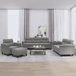 Četrdaļīgs Dīvānu Komplekts Ar Spilveniem, Tumši Pelēks Audums Vidaxl Četrdaļīgs Dīvānu Komplekts Ar Spilveniem, Tumši Pelēks Audums Vidaxl