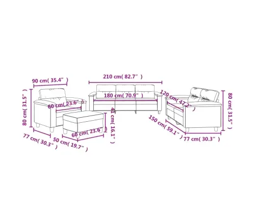 4-Osaline Diivanikomplekt Patjadega, Kreemjas, Mikrofiiber
