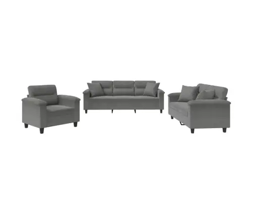 Trīsvietīgs Dīvānu Komplekts Ar Spilveniem, Tumši Pelēks Audums Vidaxl