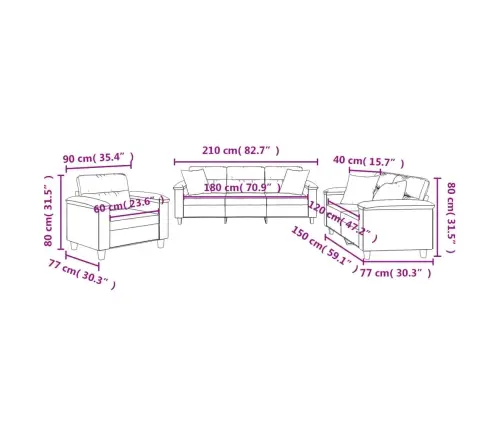 Sofos Komplektas Su Pagalvėmis, 3 Dalių, Smėlio, Audinys