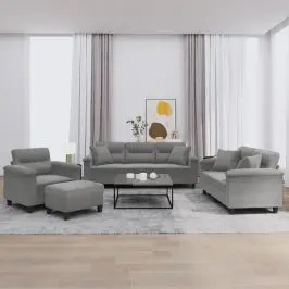 Četrvietīgs Dīvānu Komplekts Ar Spilveniem, Tumši Pelēks Audums Vidaxl