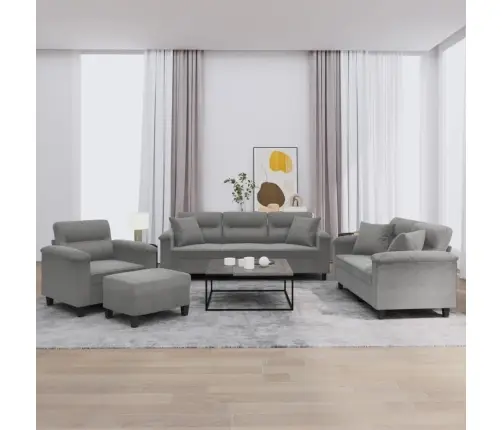 Četrvietīgs Dīvānu Komplekts Ar Spilveniem, Tumši Pelēks Audums Vidaxl