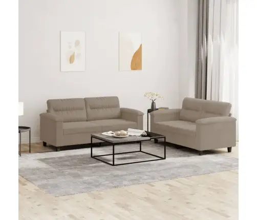 Divdaļīgs Dīvānu Komplekts Ar Matračiem, Pelēkbrūns Audums Vidaxl