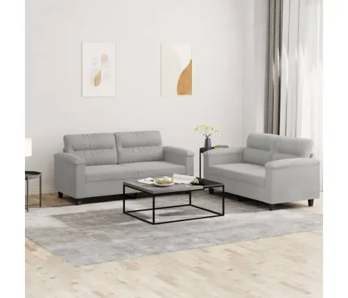 Divdaļīgs Dīvānu Komplekts Ar Spilveniem, Gaiši Pelēks Audums Vidaxl