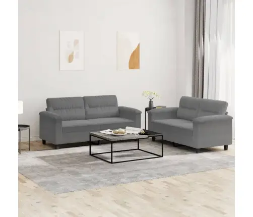 Divdaļīgs Dīvānu Komplekts Ar Spilveniem, Tumši Pelēks Audums Vidaxl Divdaļīgs Dīvānu Komplekts Ar Spilveniem, Tumši Pelēks Audums Vidaxl