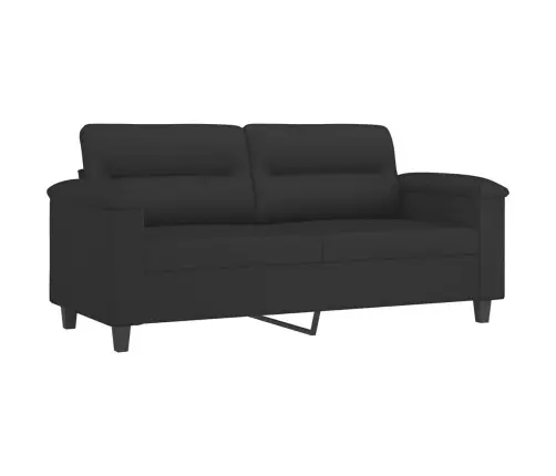 2-Osaline Diivanikomplekt Patjadega, Must, Mikrofiiberkangas