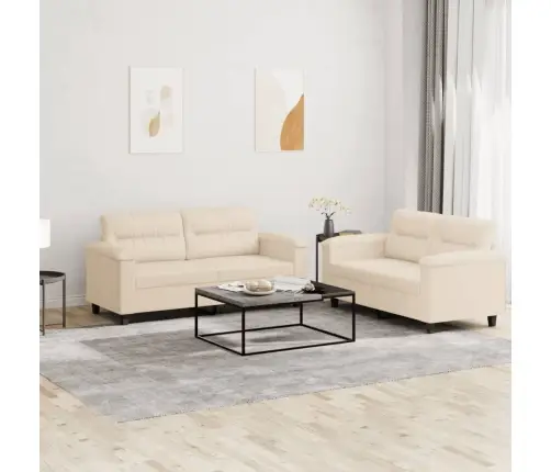 Divdaļīgs Dīvānu Komplekts Ar Matračiem, Bēšs Audums Vidaxl