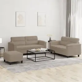 Trīsdaļīgs Dīvānu Komplekts Ar Matračiem, Pelēkbrūns Audums Vidaxl