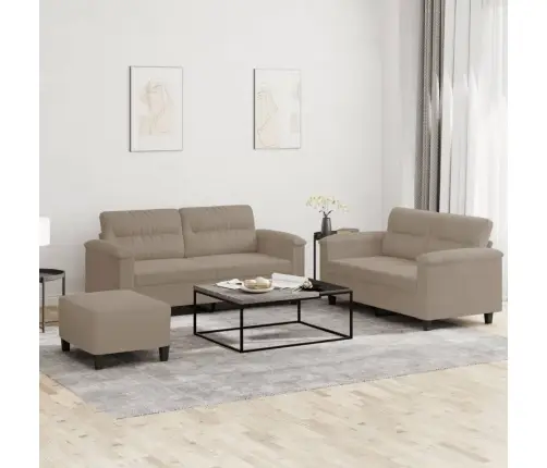 Trīsdaļīgs Dīvānu Komplekts Ar Matračiem, Pelēkbrūns Audums Vidaxl