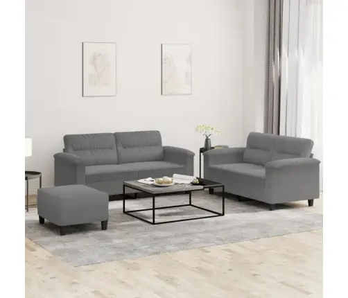 Trīsdaļīgs Dīvānu Komplekts Ar Spilveniem, Tumši Pelēks Audums Vidaxl