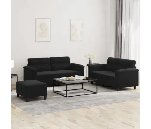 Trīsdaļīgs Dīvānu Komplekts Ar Matračiem, Melns Audums Vidaxl