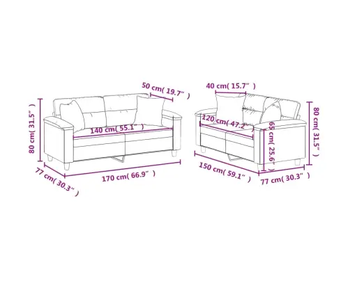 Sofos Komplektas Su Pagalvėmis, 2 Dalių, Taupe, Audinys