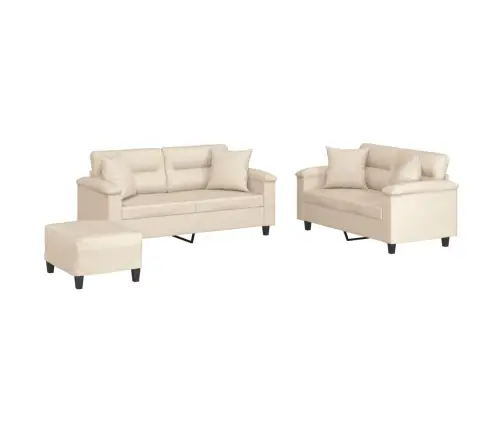 Trīsdaļīgs Dīvānu Komplekts Ar Spilveniem, Bēša Audums Vidaxl