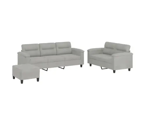 Trīsdaļīgs Dīvānu Komplekts Ar Spilveniem, Gaiši Pelēks Audums Vidaxl