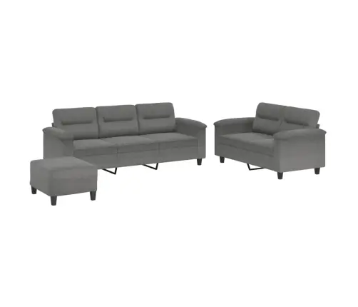 Trīsdaļīgs Dīvānu Komplekts Ar Spilveniem, Tumši Pelēks Audums Vidaxl