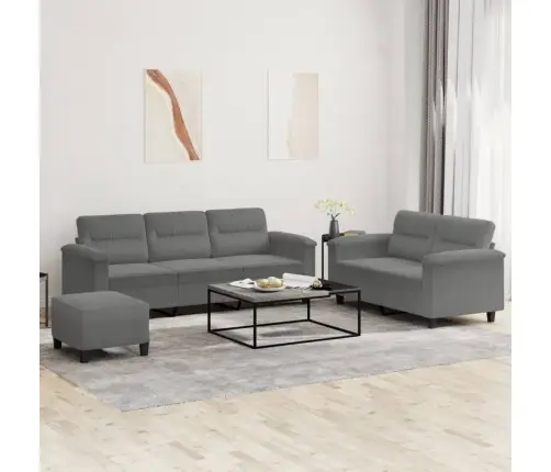 Trīsdaļīgs Dīvānu Komplekts Ar Spilveniem, Tumši Pelēks Audums Vidaxl