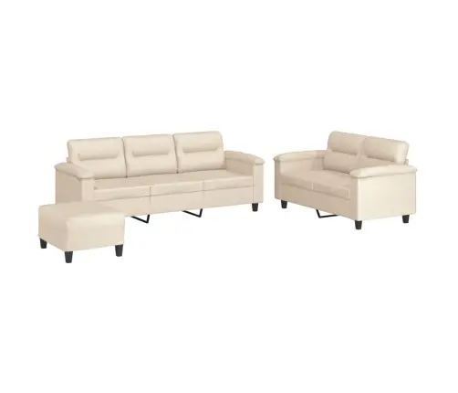 Trīsdaļīgs Dīvānu Komplekts Ar Matračiem, Bēšs Audums Vidaxl