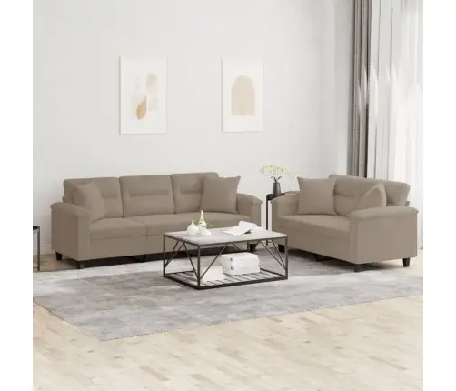 Divdaļīgs Dīvānu Komplekts Ar Spilveniem, Pelēkbrūns Audums Vidaxl